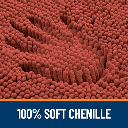 Image of OLANLY Large Bathroom Rugs 59x35, Soft Absorbent Chenille Bath Rugs, Rubber Backing Quick Dry, Machine Washable Bath Mats for Bathroom Floor, Tub and Shower, Home Decor Accessories, Rustic Terracotta