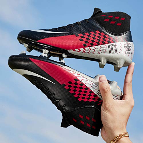 ZYJ Men\'s Athletic Soccer Football Cleats, High-Top Football Soccer Shoes, Big Boys Athletic Sneaker Shoes for Outdoor/Indoor/Competition/Training ZQXCD04-M1-42 Black