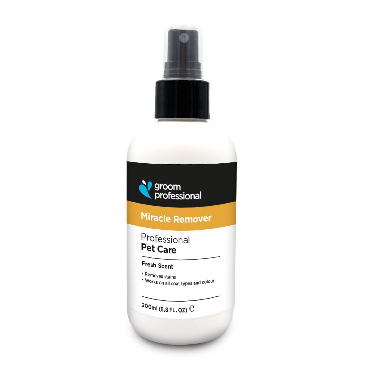 GROOM PROFESSIONAL Miracle Remover Dog Spray for Removing Stains - Dog Coat Stain Remover - Pet Coat Correction Spray for Dogs - Moisturises Whilst it Removes Stains, 200ml