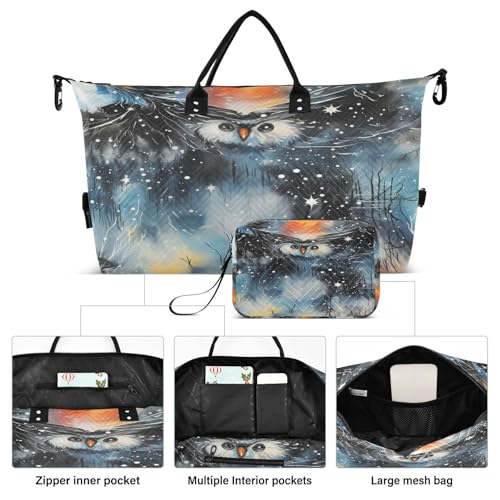 Snowy Watercolor Penguin Travel Duffel Bags Gym Bag Weekender Handbag with Toiletry Bag for Women Girls Men2