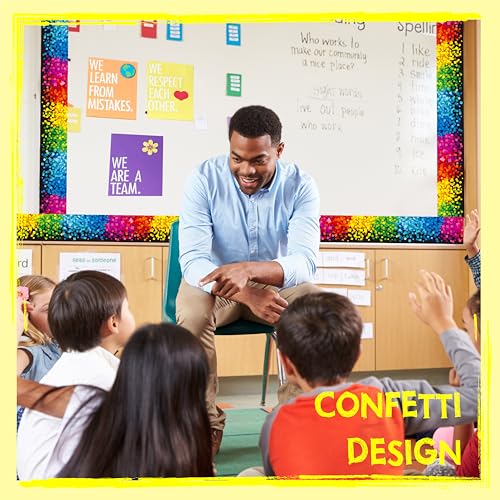 60 Feet Bulletin Board Borders, Confetti Straight Rolled Border Trim Back-to-School Bulletin Boards Decoration, Walls, Desks, Windows, Doors for School, Classroom & Offices - Thumbnail 3