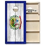CornholeAce ACE PRO West Virginia State Flag Professional Cornhole Boards - No Bounce! 3/4' Baltic Birch Plywood, Handles, Regulation Size (4x2ft), Tournament Style, Made in USA