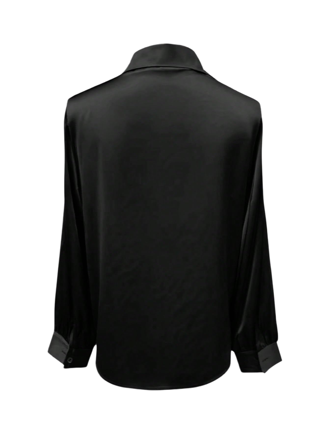 GORGLITTER Chemisier élégant en satin pour femme - Col de chemise - Chemisier d'automne à manches longues - Haut de bureau avec nœuds - Chemisier pour l'automne