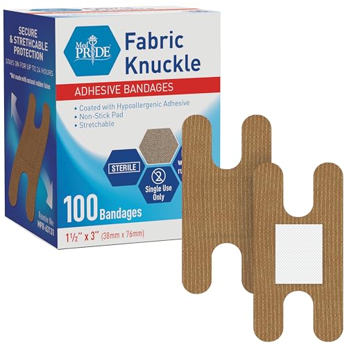 MED PRIDE 100 Sterile Fabric Fingertip, Finger, and Knuckle Bandages – Latex and Rubber Free...