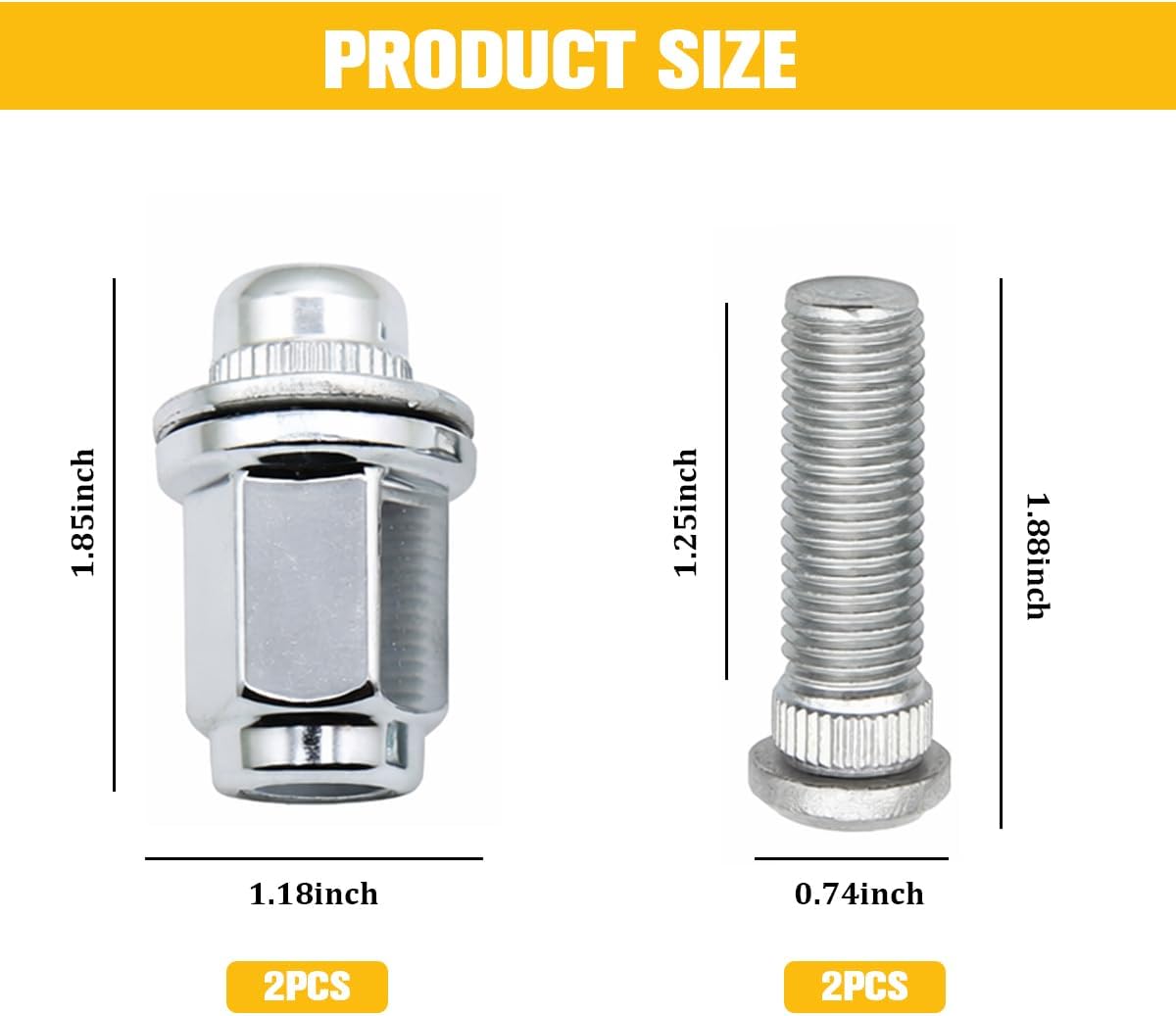 Zpana M12 x 1.5 Car Wheel Lug Stud Nut Set, 4PCS OEM# 90942-01058 Vehicle Tire Lug Nuts and Bolts Kit, Automotive Replacement Accessories, Compatible with Matrix Cressida Celica