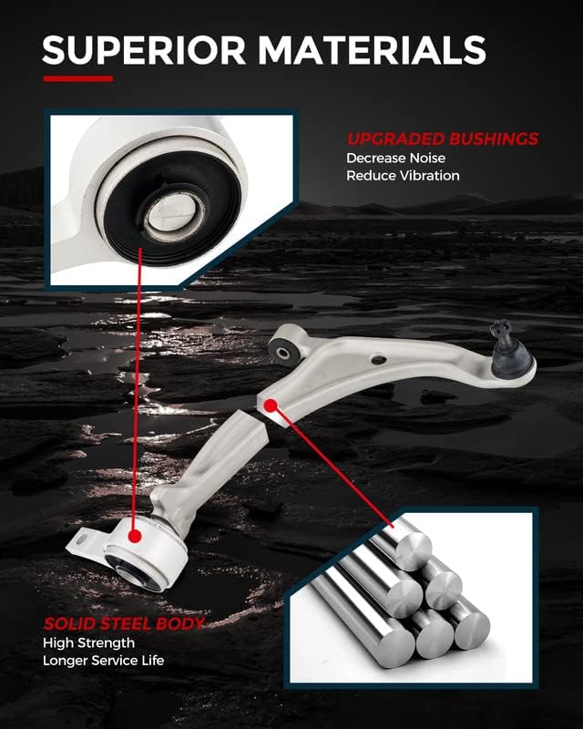 K620166 Front Lower Control Arm, Front Lower Control Arm Kit Replacement for 2002-2006 Altima 2004-2008 Maxima -w/Ball Joints Tie rods Replace K620166 K620167 K90352 K90353 EV427 ES3438