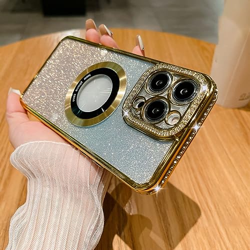 Coque paillettes diamant iPhone 14 Pro Max magnétique or pour vos soirées