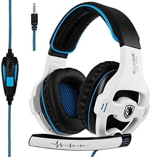 SADES SA810 Over Ear Stereo Gaming Headset with Mic Bass Volume Control Headset for Xbox One / PS4 / PC / Laptop (White)