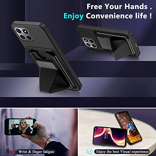 Boost Mobile Celero 5G+ Plus Phone Case With Tempered Glass Screen Protector, Card Holder With Kickstand Case For Boost Mobile Celero Plus Cover - Black #TOP2