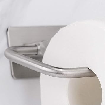 Habiba Durable Simple Toilet Paper Holder,Adhesive Tissue Paper Dispenser Stick On Bathroom 304 Stainless Steel Wall Mounted Tissue Box,Silver Free