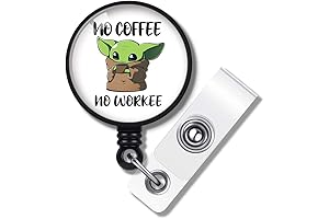 Yoda No Coffee No Workee Retractable Badge Reel