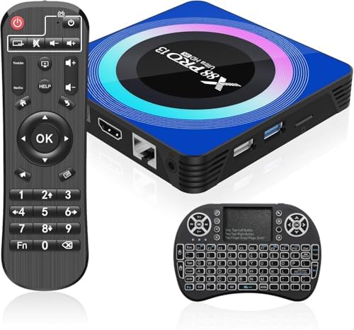 ADDCOLOR X88 PRO 13 Android TV Box with a graphic indicating 'Android 13.0 Latest System' and an upward trend from older Android versions.
