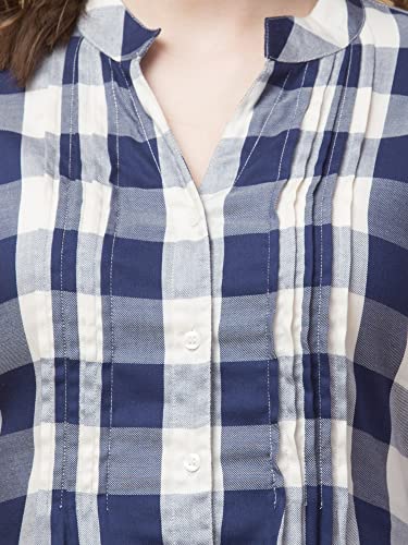 Image of Hive91 Off White Checkered Tunic for Women Made of Rayon
