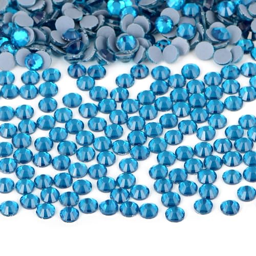 Image of Bymitel Hotfix Crystal Rhinestones Round Gems Iron on DIY Jewelry Making Flat Back for Crafts,Blue Zircon, 3.8mm(SS16 /2880pcs)