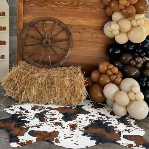 Nuanchu Western Cowboy Party Decorations Cow Print Cowhide Rug Wooden