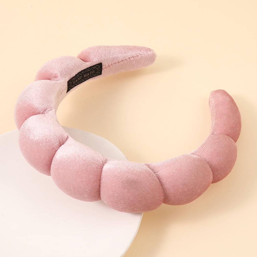 Spa Headbands Puffy Makeup Skincare Headbands for Washing Face or Facial Terry Cloth Fabric Shower Hair Accessory for Makeup Removal Shower Skin Treatment(Pink) - Image 3