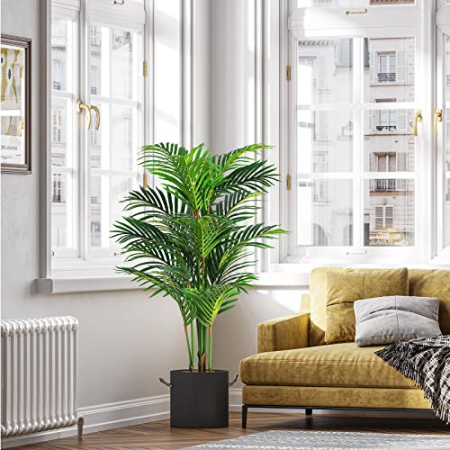 Viagdo Artificial Areca Palm Tree 4Ft Tall Fake Palm Tree Decor With 12 Trunks Faux Tropical Palm Silk Plant Potted Dypsis Lutescens Plants For Modern Home Office Floor Corner Decor Indoor, 2 Pack #TOP5