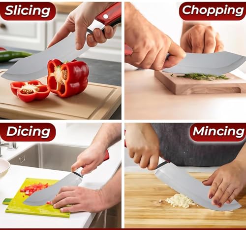 Image of Professional Kitchen Knife Set, 3-Piece Black Chef Knives with Cover Ergonomic Handles Sharp Manual Sharpening for Home Kitchen & Restaurant (Silver)