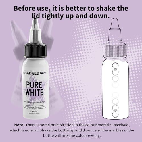 WORMHOLEPRO Pure White 30ml (1oz) Tattoo Ink – High-Density White Pigment for Cover-Ups, Vegan Highlights & 3D Effects – Professional Tattoo Ink for Artists