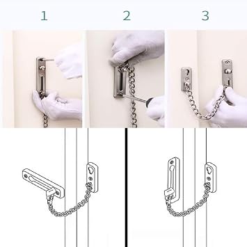 KAFENDA Security Door Chain Lock,Door Locks for Kids Safety | Stainless Steel Hotel Door Lock With Spring Button,Sturdy Door Chains for Front Door,Door Safety Locks from Inside