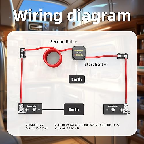 Dual Battery Isolator Kit 12V 140Amp Waterproof Voltage Sensitive Relay Smart