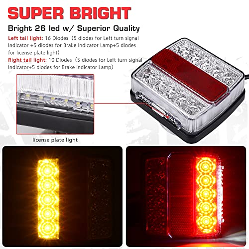 Linkitom Magnetic Led Trailer Towing Light Kit, 24Ft Cable With 7 Pin Plug, Ip68 Waterproof, Dot Approved, For 5 Wire Vehicle #TOP4