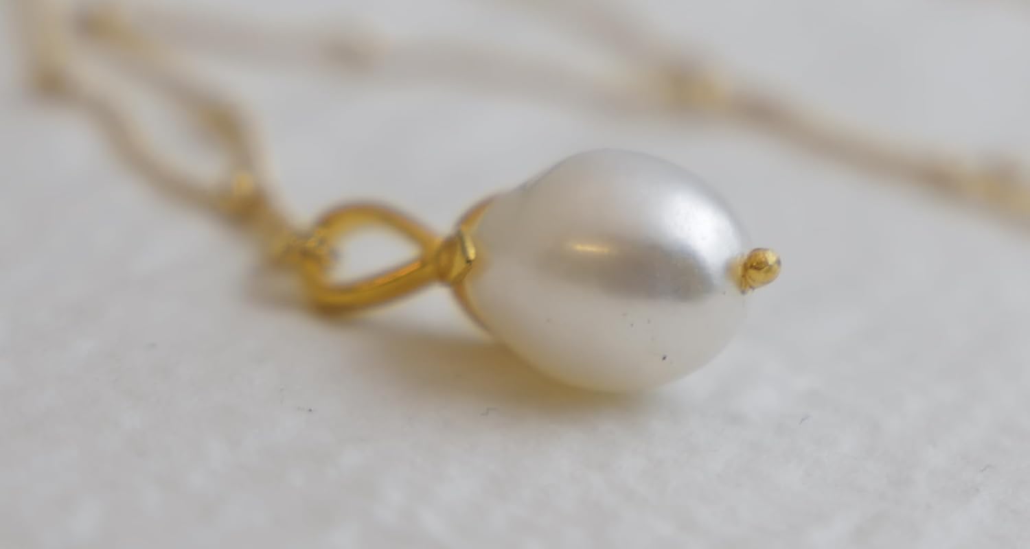Cultured Freshwater Pearl Necklace 9-11mm - Gold Filled 18 Inch Chain with 925 3 Micron Gold Plated Sterling Silver Pendant – Handmade Dainty Pearl Fine Jewelry for Women – June Birthstone, Bridal Wedding Necklace, Birthday Gift for Women - Image 9