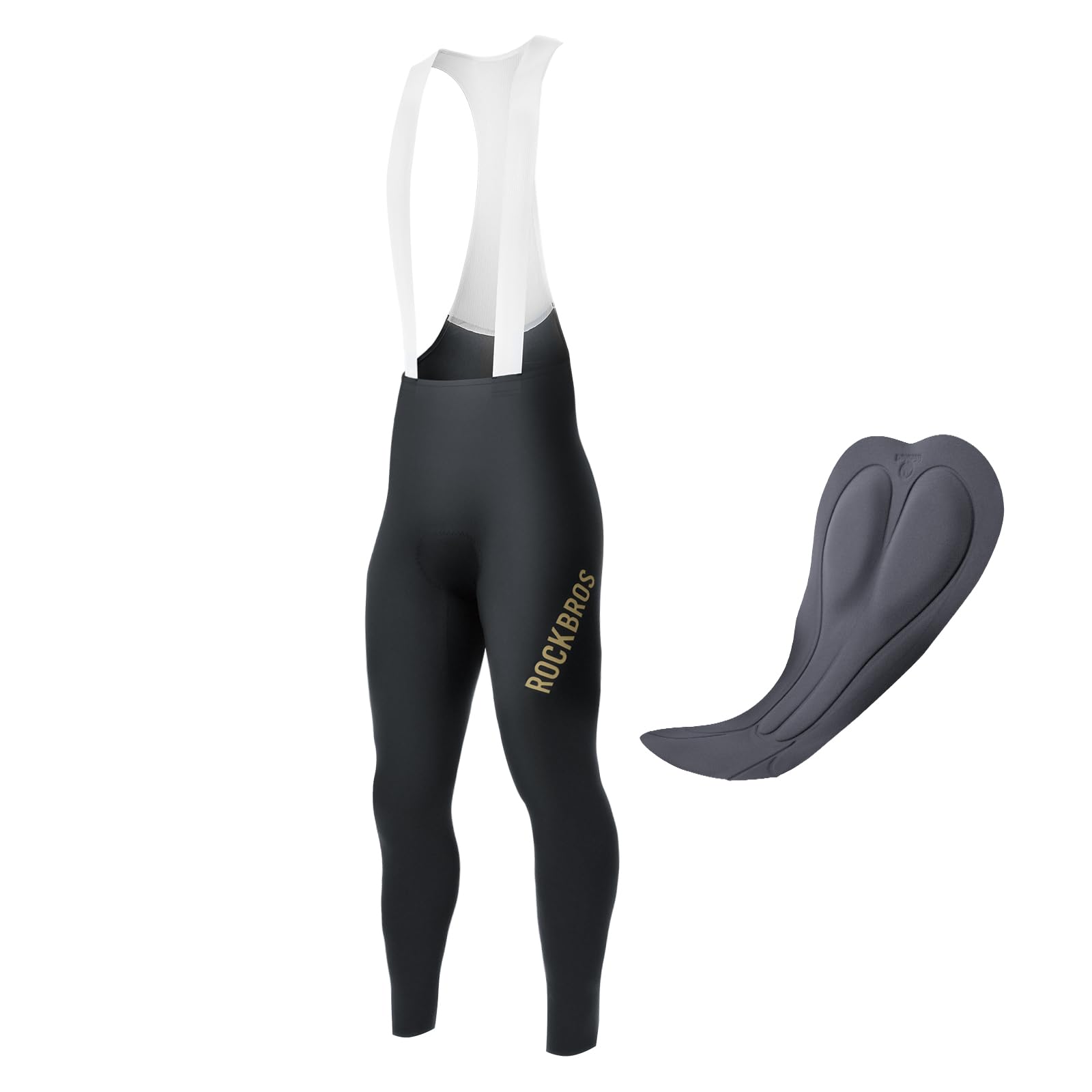ROCKBROS Salopette Ciclismo Uomo Estivo, Pantaloni Lunghi a Bretella Bici con Fondello Senza Cuciture Imbottiti Traspirante Elastico e Asciugatura Rapida, per MTB Bici da Strada Bicicletta