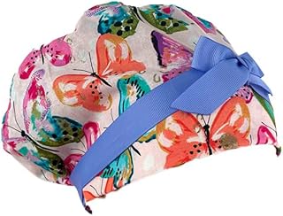 European Style Scrub Cap - Grosgrain Ribbon â€“ Rainbow Butterflies - Scrub Hat for Women & Men tie Back | Working Cap with Holder. Scrub Hats for Women, Nurses Hats | Dr. Hats