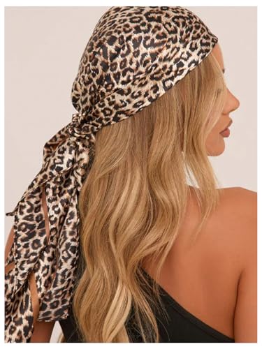 Milumia Women's Leopard Print Square Head Scarf Hair Scarves Bandana Headband2