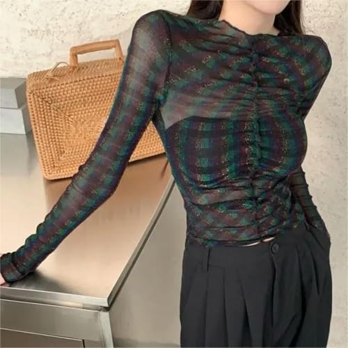 Camisetas de verano con parches y manga larga de malla para mujer que buscan frescura y estilo 4
