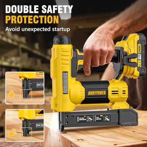 Image of ALLOYPOWER 2 in 1 Cordless Brad Nailer /Electric Stapler with 2.0Ah Battery and Charger,1000pcs Nails and 500pcs Staples Included for Home Improvement & Woodworking