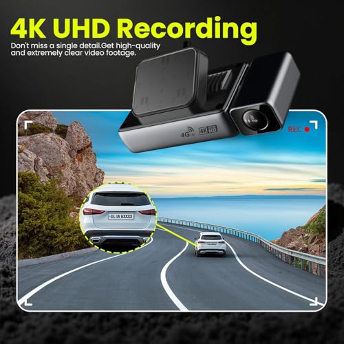 Image of Wyve S780 4G SIM Dual Dashcam 4K Front+Rear, GPS, Live Remote View, 2-Way Talk, STARVIS IMX415 8MP, Parking,Overspeed & Anti-Theft Alerts, Geofence, 512GB, BIS & DOT Approved
