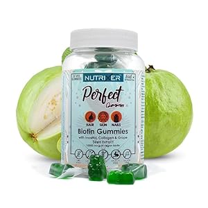 Biotin Gummies for Healthy Hair for Men & Women | Healthy Skin and Nails | Guava Flavour Biotin Supplement for Hair Growth | Zinc, Magnesium and Vitamins to Reduce Hair Loss and Improve Strength