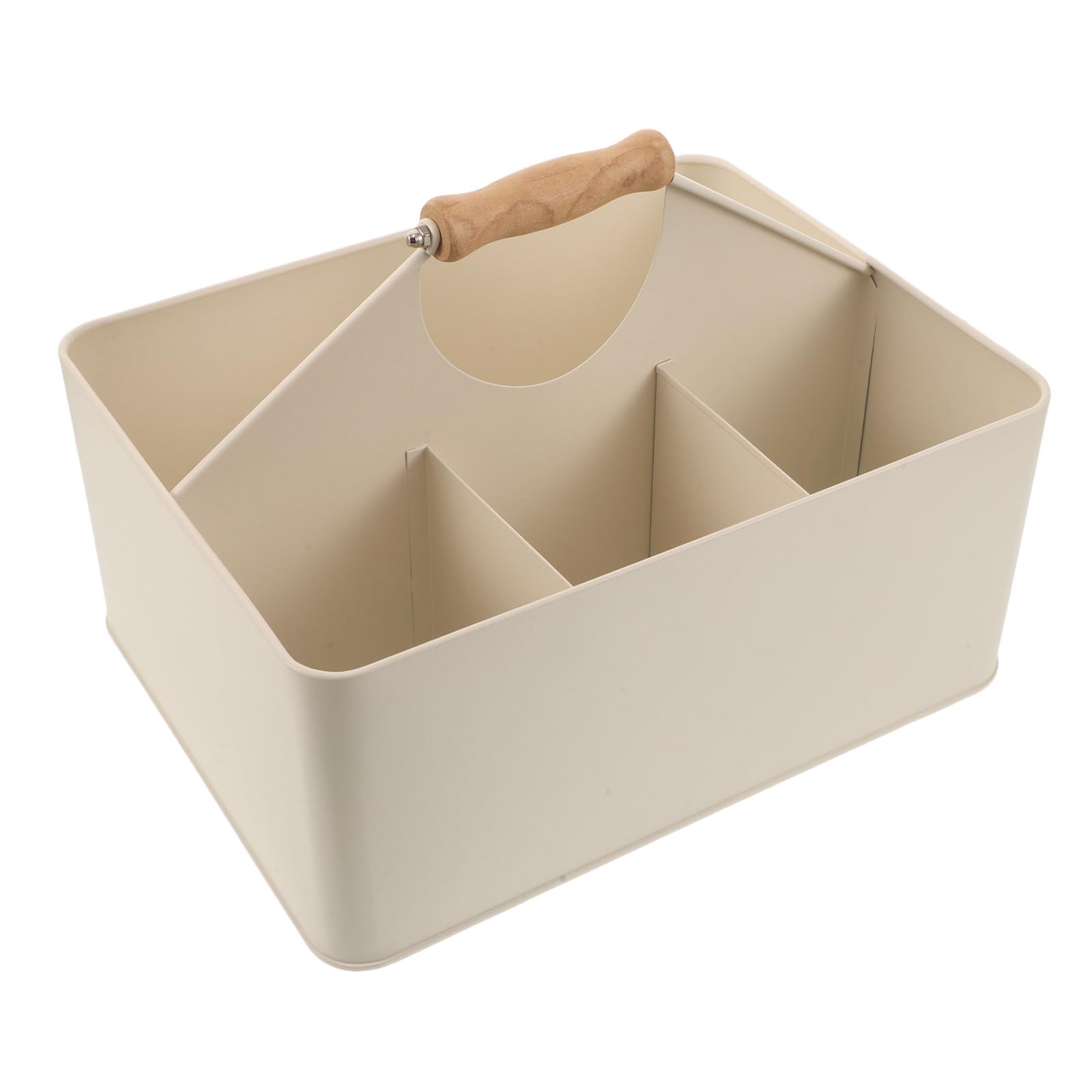 YARNOW Caja de Almacenamiento para Semillas de Jardín de Hierro con 4 Compartimentos y Asa, Apilable y Confiable para Uso en Jardinería Exterior y Alféizares, Color Blanco