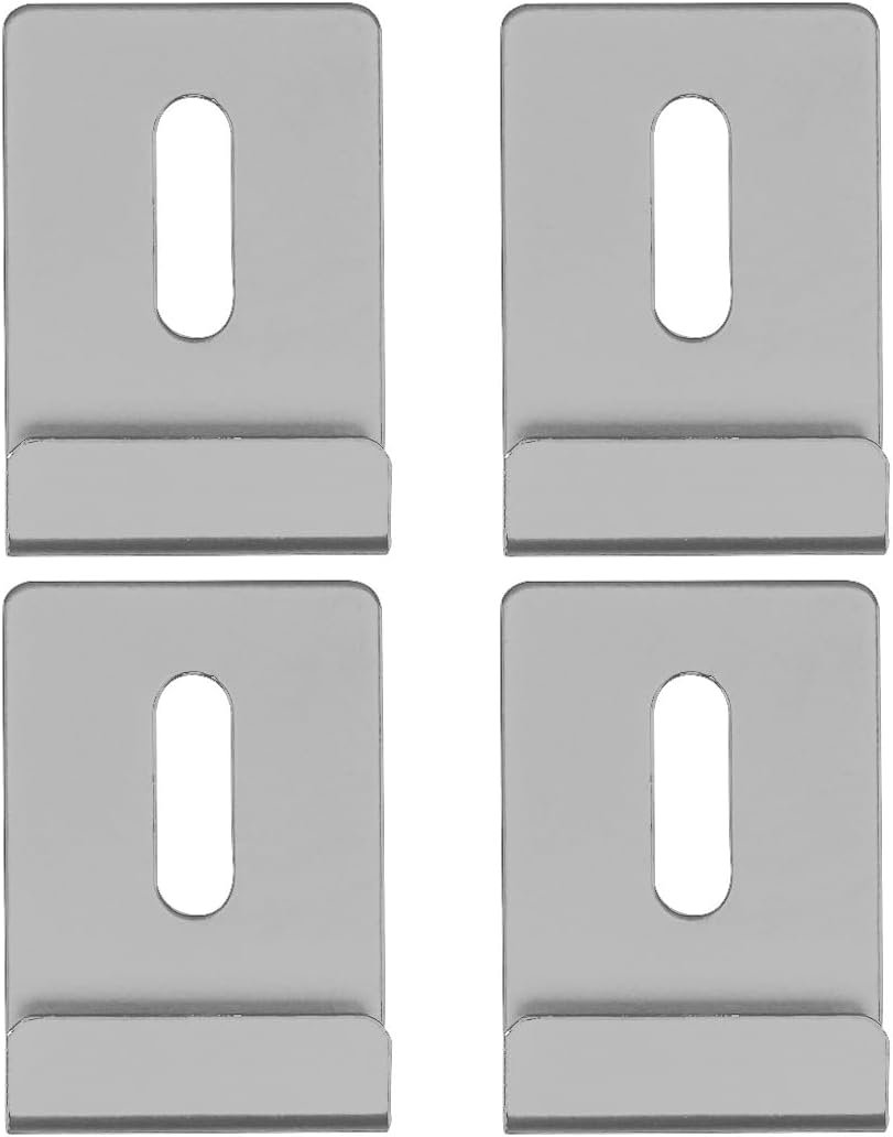 Metal Mirror Holder Clip Set, 4 Pcs Silver Secure Wall Mount Brackets for Frameless Bathroom Mirrors, Glass Panels, Shelves for Home, Office, or Gym Mirrors