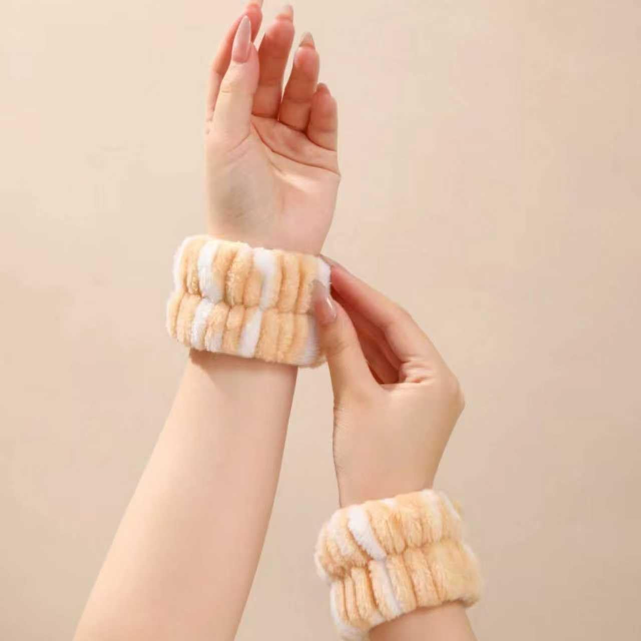 Cute Spa Headband and Wristband Set for Women Kawaii Cat Ear Yellow Makeup Headband for Washing Face (3PCS, Yellow) - Image 5