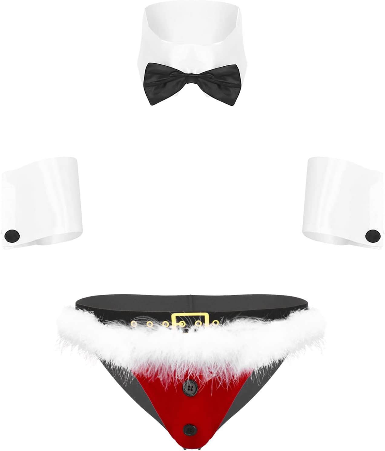 Freebily Mens Santa Christmas Role Play Costume Outfits Collar Cuffs with Boxer Shorts Underwear