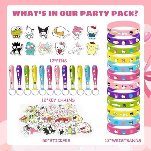 86Pcs Kitty Birthday Party Supplies, Party Gifts and Toy Set for Hello Kitty Theme Party