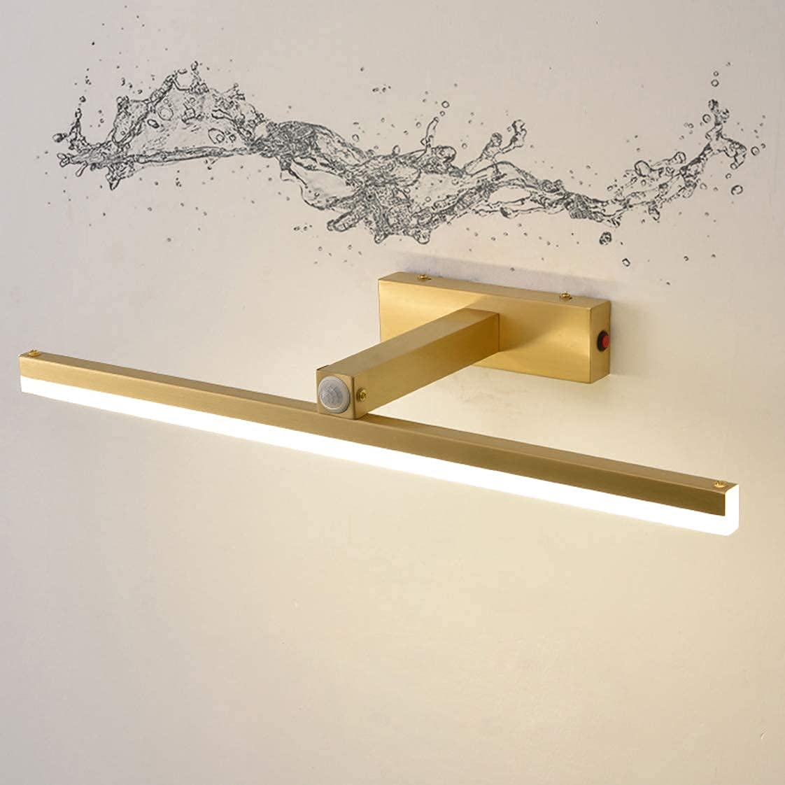 Sensore di Movimento della Luce dello Specchio Vintage a LED, Lampada da Parete per Il Trucco del Bagno Illuminazione Frontale del comò con Interruttore Angolo Regolabile Bianco Caldo 4000K