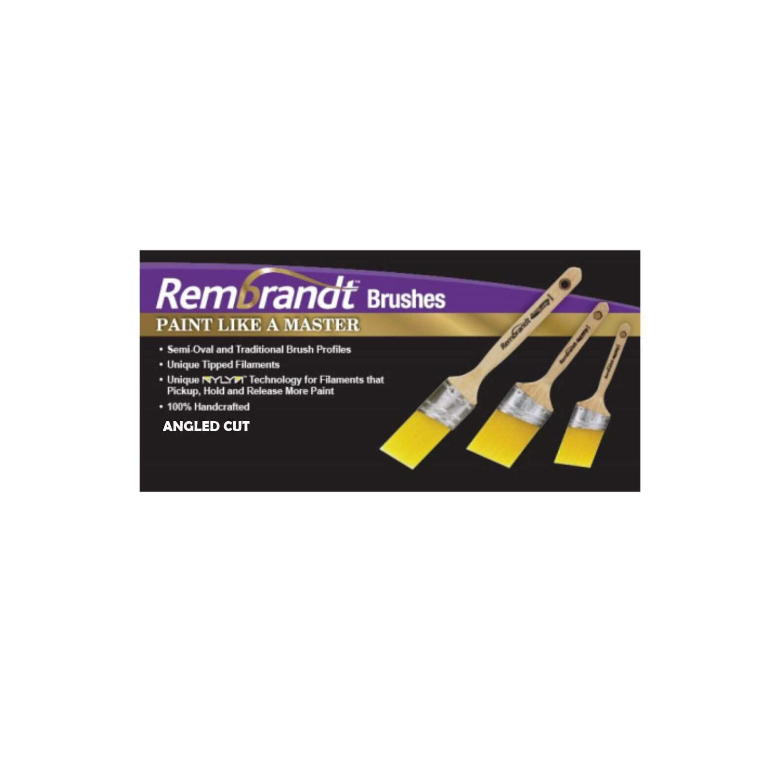 Gripper Cloth Beige Arroworthy Rembrandt- 3Pk- Angled Cut Paint Brushes (6420) Boxset Contains: 1.5",2",2.5"