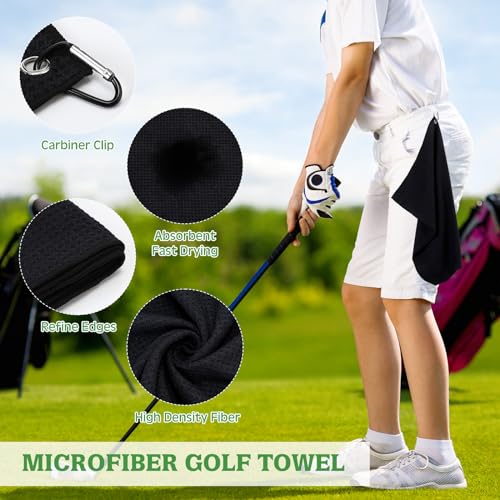 VercanMonth 19 Pieces Golf Gifts for Men and Women Golf Accessories Set with Case, Golf Scorecard Holder, Golf Towel, Divot Repair Tool, Cleaning Brush, Golf Ball Markers, Golf Ball Alignment Kit - Thumbnail 5