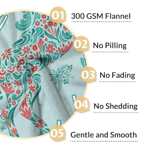 Mercuryelf Horse Blanket Gift - 60x80 Inches Trendy Throw Blankets for Girls - Mint Green Soft, Fuzzy & Warm Throws for Bed, Couch