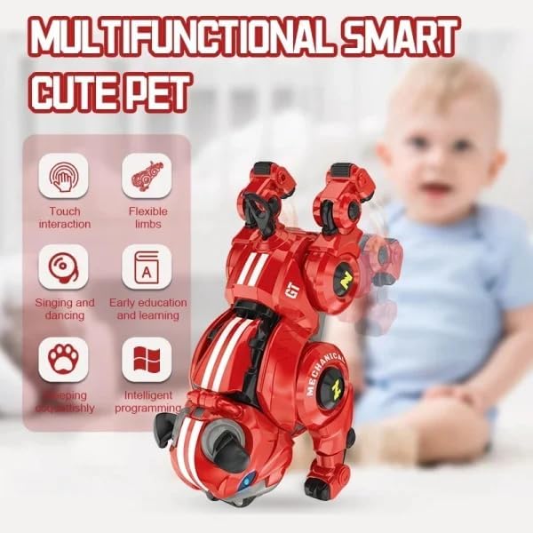 Pihura Robot Dog for Kids, Remote Control Robot Rechargeable Programming Stunt Robo Dog with Sing, Dance, Touch Function, Robotic Dog Toy for Boys Ages 5+ Birthday Gifts, Red 3
