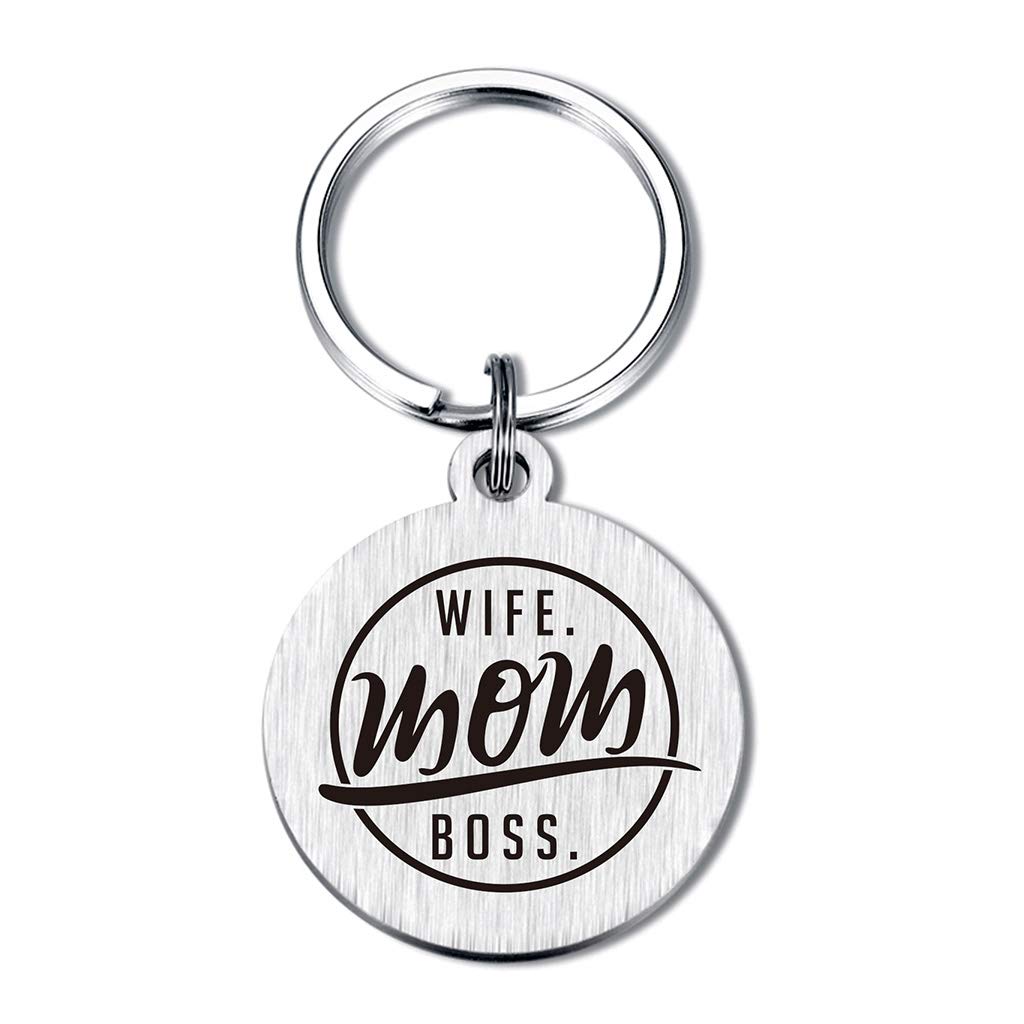 TANGWISHWife Mom Boss, Women Keychain for Lady Boss Mother Wifey Birthday Christmas Gifts