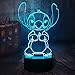 Cartoon Cute Stitch Lampada 3D LED Night Light 7 Cambia colore Lampada da tavolo per il sonno del bambino Decorazioni per la casa Vacanze per bambini Capodanno Giocattoli di Natale