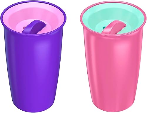 Miniatura 9 de Playtex Baby Stage 2 - Vasos para beber sin boquilla 360, a partir de 1 año, a prueba de fugas, a prueba de derrames, azul y aguamarina, 10 onzas, 2