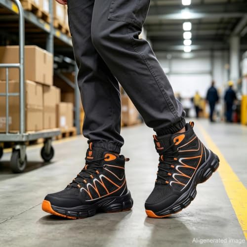 Image of Hogent Steel Toe Shoes for Men Women - Non Slip & Lightweight Work Shoes