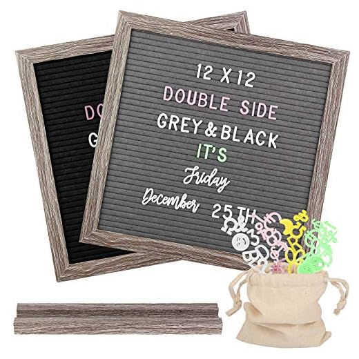 Meafeng Dubbelsidig Filt Letter Board, 30 × 30 CM Rustik Letter Board med 1100+ Utbytbara 4-Färger Bokstäver och Kursiv Ord för Heminredning med Trä Stativ