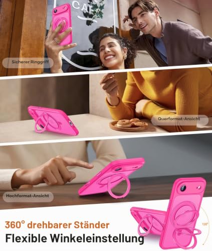 CANSHN 360° Ständer für iPhone Air Hülle, Matt Leuchtend Rosa – Ansicht 2